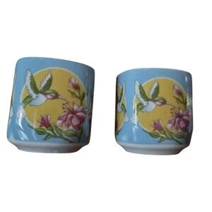 VTG Mini Hummingbird Bavarian Village Rauschert Porcelain Candle Holders Pair